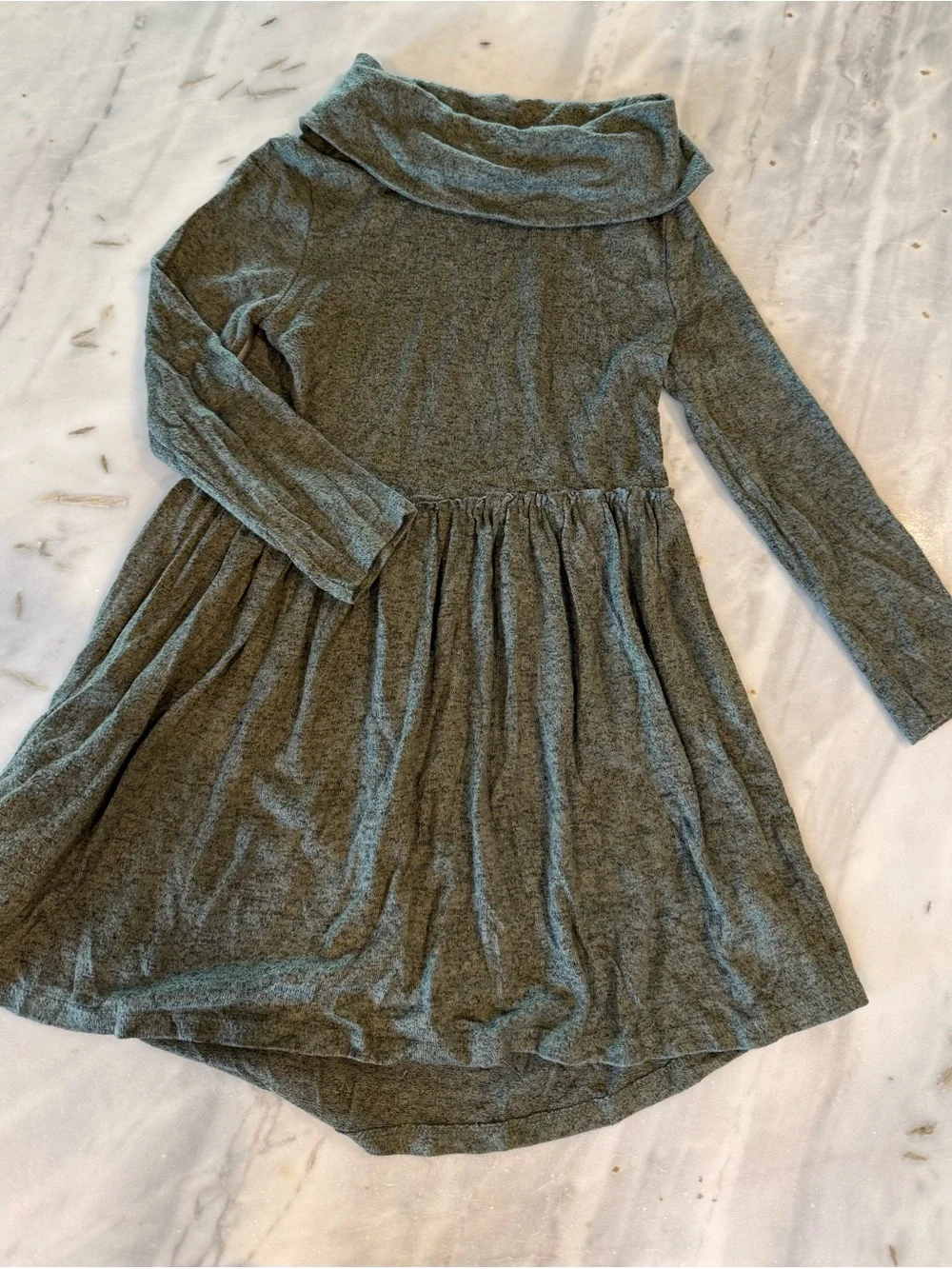 Old Navy Girls' Long Sleeve Cowl Neck Dress in Heather Green